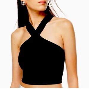 Aritzia Babaton Sculpt Knit Criss Cross Cropped Tank Top XS Black NEW NW…